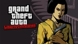 Toshiko Kasen holding a pistol.