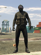 Wetsuit with "Spec Ops" vest and mask. (Rear view)