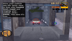 Claude driving the car into Pay 'n' Spray.