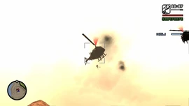 Firing rockets at the rival helicopters.
