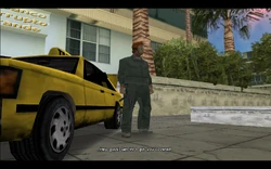 He gets out and tells the crew to get in while he covers them.