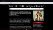 In-game website of Leonora's murder.