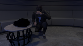 The promoter cowering in fear in The Music Locker VIP area.