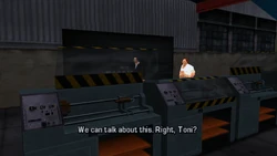 They both enter the sawmill, and Toni still ignores Casa's questions.