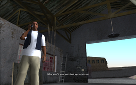 Tenpenny tells Carl to collect the weed, place it in Tenpenny's rival's car, then call the We Tip hotline.