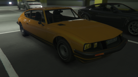 His yellow Lampadati Pigalle as seen in Heist Prep: Safe Code (Rear quarter)