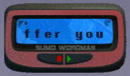 The "Sumo Wordman" pager in GTA III.