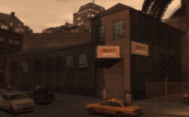 Exterior of Brucie's Executive Lifestyle Autos in Grand Theft Auto IV.