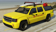 An LSFD Lifeguard Division SUV. (Rear quarter view).