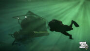 Scuba Diving near a Submersible.