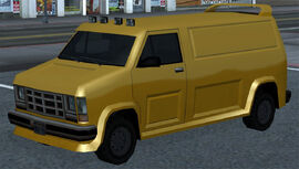 The unique yellow Burrito in GTA San Andreas acquired from "Mike Toreno" (Rear quarter view).