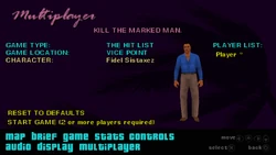 Fidel Sistaxez in the character selection menu