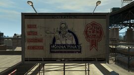 Nonna Pina's billboard in Port Tudor, Alderney.