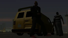 The trio get ready to destroy the van.