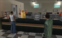 The clerk is making fun of Ryder.