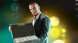 Luis Lopez with a briefcase of cash.