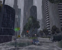 A major thoroughfare in Torrington, as viewed to the south in Grand Theft Auto III.