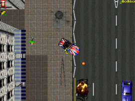 The van explodes.