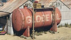 A Globe Oil storage tank at North Dock, Cayo Perico.