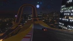 The track descends and then ascends once again