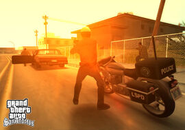Promotional screenshot from the official website found in the "Los Santos Police Dept." section.