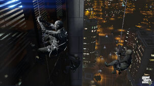 TheBureauRaid-GTAV-RoofApproachRappellingDown.jpg