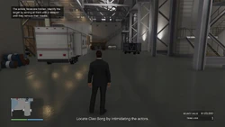 The actors' faces are hidden. Identify the target by aiming at them with a weapon until they remove their masks