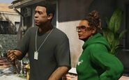 DeniseClinton-GTAV-Beta.jpg (108 KB) Lamar with a beta version of Franklin's Auntie Denise in Franklin's character trailer.
