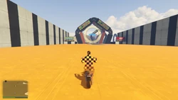 Transforming into a , with the fourth checkpoint in the distance