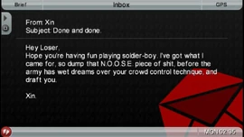 Xin sends an e-mail to Huang telling him that he's done.