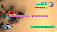 Wasted in GTA: Vice City (PlayStation 2 version, during a regular mission).