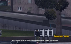 Claude picks up the ringing payphone in Wichita Gardens and is told by D-Ice that a plane passing over Pike Creek dropped lots of platinum bullion in the streets.