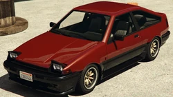 A Futo GTX with its lights on