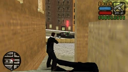 Killing the hitmen outside.