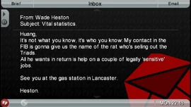 Heston sends an e-mail to Huang telling to meet him at the Terroil gas station in Lancaster.