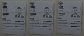 Karim's heist sheet in Grand Theft Auto V (L-R: Base Stats, after 1 heist and after 2 heists).