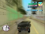 Tommy Vercetti driving Phil's Patriot whilst drunk.