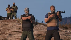 CluckinBellCartel-GTAOe-ArmsTrafficking.png (1.91 MB) The Cluckin' Bell Cartel appearing as a rival gunrunning organization in the Arms Trafficking missions.