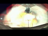 The building being destroyed after Tommy Vercetti detonated the bombs planted inside the building