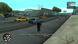 The train arrives at the station. CJ must follow the train after it leaves with the reporter.