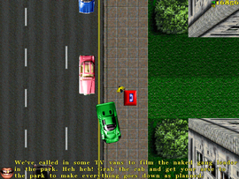 Harold Cartwright will tell the protagonist that he called the TV vans and they are heading to the park to film the naked gang boss. He asks the protagonist to get a London Cab and drive back to the park to check if the TV Vans are there filming him.