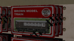 Brown model train box.