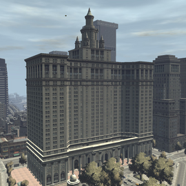 The Denver Avenue-Diamond Street Building in Grand Theft Auto IV (At Night).