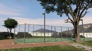 View of the center's tennis court.