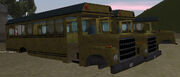 School bus wrecks in GTA III (rear quarter view).