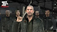 Johnny Klebitz (center) with other members of The Lost Brotherhood. He is holding an AKS[ref?] (folding stock variant of the AK-47), which is never seen in-game.