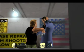 Cassidy pretends to get offended and gets into Tommy's face. He quickly starts laughing, backs off and tells Tommy to start shooting to prove his own skills.