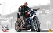 Artwork of Johnny Klebitz on an Angel, though his signature bike is a Hexer.