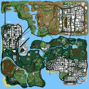 Map of San Andreas in Grand Theft Auto: San Andreas — The Definitive Edition.