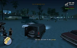 After getting into the van successfully, CJ must deliver it along with the equipment to a lockup in Commerce.